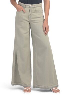 Rewash Super High Rise Overflow Wide Leg Jeans, Beige/Pink & Blue, Sz 3/26